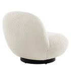 Modway - Kindred Boucle Tapis Tissu rembourré Chaise pivotante - Ivoire noir-Système de support en toile