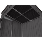 Suncast - Remise de rangement Modernist 6 pi x 5 pi - Poivre noir/Noir-Les loquets métalliques supérieur et inférieur maintiennent les portes fermées et en place.
