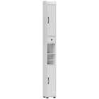 HOMCOM - Armoire de rangement de salle de bain étroite et haute 73 po - grain de bois blanc-Offre des espaces de rangement fermés et ouverts avec des étagères réglables pour plus de polyvalence 