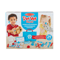 Melissa & Doug - Ensemble de jeu vétérinaire, examen et soins des animaux-Ensemble de jeu vétérinaire de 24 pièces, examen et soins des animaux avec chien et chat en peluche et autres accessoires amusants pour les jeux de rôle