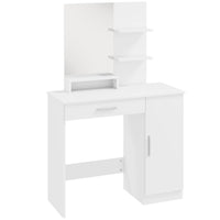 HOMCOM - Coiffeuse avec miroir et étagères - 35,4 po L x 15 po l x 54,3 po H - blanc-Un miroir clair rend votre maquillage plus pratique 