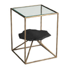 Zuo - Ranol Table d’appoint - Laiton-Verre et bois naturel combinés dans un design moderne élégant