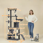 PawHut - Arbre à chat, grande tour de 67 po avec 7 poteaux à griffer - gris foncé-Base large renforcée et sangle anti-basculement pour éviter les oscillations et assurer la sécurité 