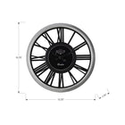 Monarch Specialties - Horloge - 16 po Rond - Horloge Murale - Argent - Noir - Transitionnel-Cadre en plastique gris argenté durable avec une surface en verre et des aiguilles en métal noir attachées à une toile de fond noire de style vintage pour une touche décorative