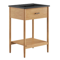Modway - Zaire 24" Vanette de salle de bain - Noir naturel-MDF et caoutchouc