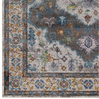 Modway - Success Médaillon vintage floral vieilli Anisah Tapis de 5 pi l x 8 pi L - Gris ivoire Jaune Orange-Résistant aux taches / Facile à nettoyer