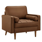 Modway - Valour Touffe Cuir végane Fauteuil d’accent - Brown-Rembourrage en cuir végane