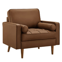 Modway - Valour Touffe Cuir végane Fauteuil d’accent - Brown-Rembourrage en cuir végane