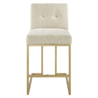 Modway - Privy Acier inoxydable doré Tissu rembourré Tabouret de comptoir - Beige doré-Capacité de poids du banc : 331 lb.