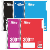 Hilroy - Cahiers de notes 3 sujets, 10 1/2 po x 8 po, variés, perforé à 3 trous-Perforé à 3 trous; feuilles réglées de 7 mm avec marge