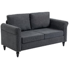 HOMCOM - Canapé loveseat avec accoudoirs courbés - gris foncé-Le tissu effet chenille offre une texture luxueusement douce et confortable 