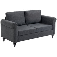 HOMCOM - Canapé loveseat avec accoudoirs courbés - gris foncé-Le tissu effet chenille offre une texture luxueusement douce et confortable 