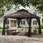 Outsunny - Pavillon de terrasse à toit souple 10 pi l x 10 pi L - café-Structure en acier pour une stabilité optimale