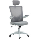 HOMCOM - Chaise de bureau ergonomique avec appui-tête réglable - gris-Obtenez un soutien personnalisé grâce à un appui-tête réglable et un support lombaire 2D pour plus de confort 