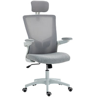 HOMCOM - Chaise de bureau ergonomique avec appui-tête réglable - gris-Obtenez un soutien personnalisé grâce à un appui-tête réglable et un support lombaire 2D pour plus de confort 
