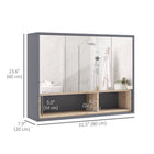 HOMCOM - Armoire à pharmacie murale de salle de bain avec miroir - gris-MDF avec surface en mélamine pour plus de durabilité 