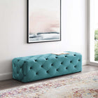 Modway - Amour Entrée à boutons touffés de 60" Performance Velvet Banc - Bleu de mer-Rembourrage en velours polyester Performance