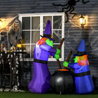 HOMCOM - 5 - 5 pieds gonflable colouré Halloween 2 sorcières affichage LED extérieur cour-Conception durable en tissu polyester résistant aux intempéries avec un indice d'étanchéité IP44 