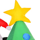 HOMCOM - Arbre de Noël gonflable de 6ft - lumière LED avec décoration de chien Père Noël - Vert-Type : Sapin de Noël gonflable avec le père Noël et le chien 