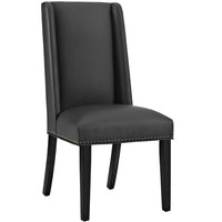 Modway - Baron Cuir végane Chaise à manger - Noir-Fauteuil d’appoint moderne élégant