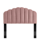 Modway - Veronique Performance Velvet Tête de lit complète/Queen, Rose poussiéreuse-Accents de bord festonné