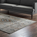 Modway - Jenica Diamant abstrait tribal marocain vieilli Tapis de comédie 8 pi l x 10 pi L - Argent, bleu, beige et brun-Dessous en caoutchouc de prise