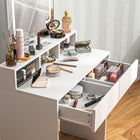HOMCOM - Coiffeuse avec miroir et lumières - 29,5 po L x 15 po l x 53,1 po H - blanc-Comprend un câble USB de 1,5 m, adaptateur non inclus 