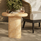 Modway - Elowen Intérieur - Terrasse extérieure Faux travertin texturé Table d’appoint - Travertin-Construction en béton