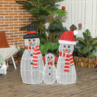 Outsunny - Lot de 3 bonhommes de neige de Noël avec lumières LED - Blanc-Le matériau classé IP44 est sans danger sous une pluie légère. Convient pour une utilisation en extérieur  