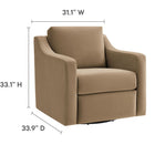 Modway - Liora Performance Velvet Fauteuil - Taupe-Coussin de dossier et de siège amovible