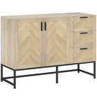 HOMCOM - Buffet 46,1 po L avec 3 tiroirs - chêne-Grand espace de rangement avec une armoire et trois tiroirs pour stocker vos fournitures quotidiennes 