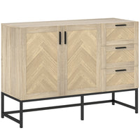 HOMCOM - Buffet 46,1 po L avec 3 tiroirs - chêne-Grand espace de rangement avec une armoire et trois tiroirs pour stocker vos fournitures quotidiennes 