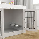 PawHut - Meuble cage pour chien avec bols pour chien amovibles rotatifs à 360° - blanc-Convient aux chiens de taille moyenne jusqu’à 44 lb (20 kg) et 19,7 po (50 cm) de long 