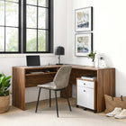 Modway - Transmit Bois Ensemble de bureau et d’armoire à dossiers - Blanc noyer-Construction en panneaux de particules et MDF
