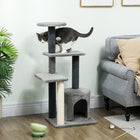 PawHut - Arbre à chat pour adultes à plusieurs niveaux, grande tour à chat grise 41 po H-Les poteaux recouverts de sisal satisfont l'envie de griffer de votre chat, gardant ses griffes loin de vos meubles 
