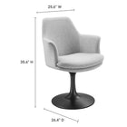 Modway - Lippa Salle à manger pivotante Rembourré Fauteuil - Noir Gris clair-Fauteuil de salle à manger avec base de piédestal