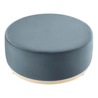 Modway - Tilden Gros velours rond de performance de 38" Rembourré Ottoman - Cadet Blue Natural-Glissements au pied sans marquer