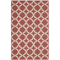 Modway - Cerelia Treillis marocains intérieurs et extérieurs Tapis de 5 pi l x 8 pi L - Rouge et beige-Tapis à treillis marocain
