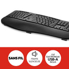 Staples - Clavier ergonomique sans fil Tech - Noir - Anglais-Pieds à inclinaison réglable pour plus de confort