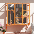 PawHut - Catio extérieur pour fenêtre pour 2-3 grands chats - orange - 63,8 po L x 19,7 po l x 60,6 po H-Le filet de sécurité protège les chats des véhicules et des prédateurs à l'extérieur 