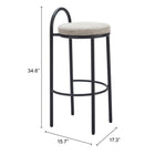 Zuo - Sisal Tabouret de bar - Tweed beige - Ensemble de 2-Garantie limitée de 3 ans