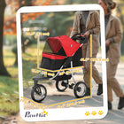 PawHut - Poussette de luxe pour animaux, légère, chariot de voyage pour chien et chat, design pliable à un clic, rouge-2 laisses de sécurité à l'intérieur pour maintenir votre animal bien attaché. 