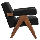 Modway - Lyra Tissu Boucle Fauteuil - Noir - Ensemble de 2-Rembourrage en mousse dense