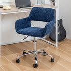 Homy Casa - Chaise de Bureau Réglable avec Base Chromée - Tissu Bleu Marine-Rotation à 360 Degrés : Profitez d'une mobilité totale et d'un accès facile aux différentes zones de votre espace de travail grâce à la rotation fluide à 360 degrés