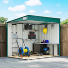 Outsunny - Abri de rangement extérieur adossé 5 pi x 7 pi avec kit de fondation-Entrez et sortez facilement grâce aux portes coulissantes qui économisent de l'espace
