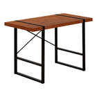 Monarch Specialties - 7656 Bureau 48 po L - Cerise/Metal Noir-Bureau d'ordinateur d'inspiration industrielle avec un dessus de bureau à panneaux épais au fini faux bois cerisier
