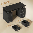 HOMCOM - Bureau d'ordinateur avec plateau à clavier et tiroirs de rangement - 47,2 po L x 21,7 po l x 29,5 po H - noir-Armoire avec trou pour câble à l’arrière afin de garder les câbles organisés 