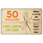 Carte-cadeau Sobeys de 50 $-Les Air Miles ne peuvent pas être cumulés lors de l'achat de cartes-cadeaux.