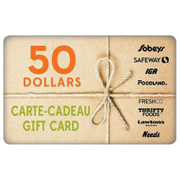 Carte-cadeau Sobeys de 50 $-Les Air Miles ne peuvent pas être cumulés lors de l'achat de cartes-cadeaux.