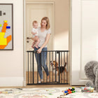 PawHut - Barrière pour bébé 30 po-41 po, barrière pour animaux avec 2 kits d’extension, fermeture automatique - noir-Ouverture à une main, dans les deux sens, et fermeture automatique pour une utilisation quotidienne facile 